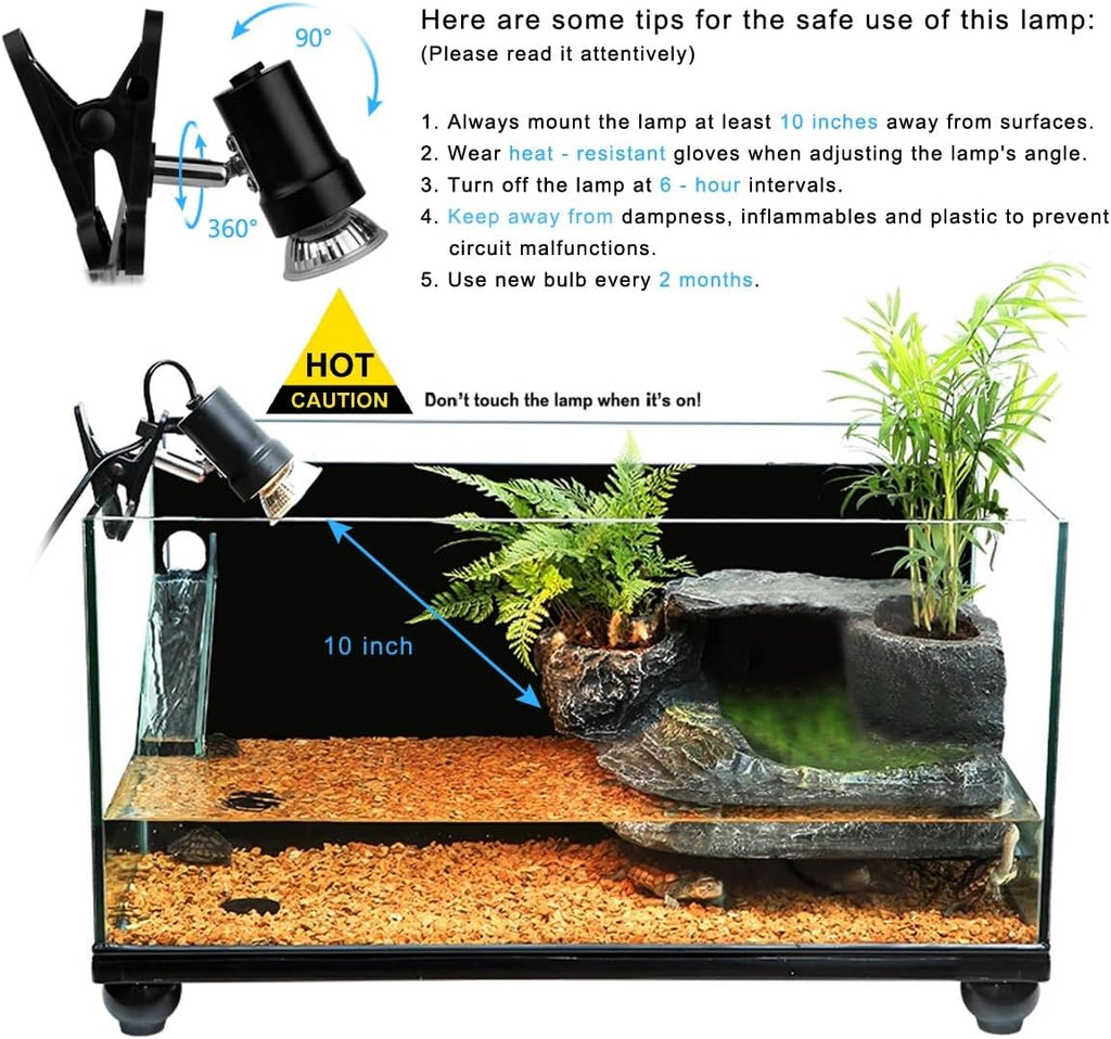 Reptile Heat Lamp with 50W UVA UVB Light Bulb, Basking Spot Light Simulated Sunlight, Heating Lamp for Turtle