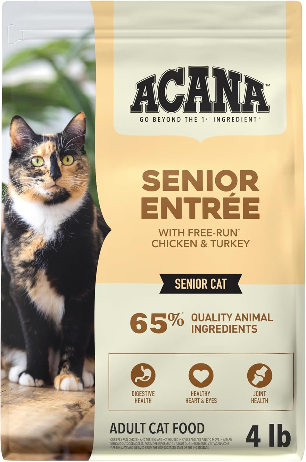 Dry Cat Food Senior Entrée Chicken Turkey and Duck 4lb Bag