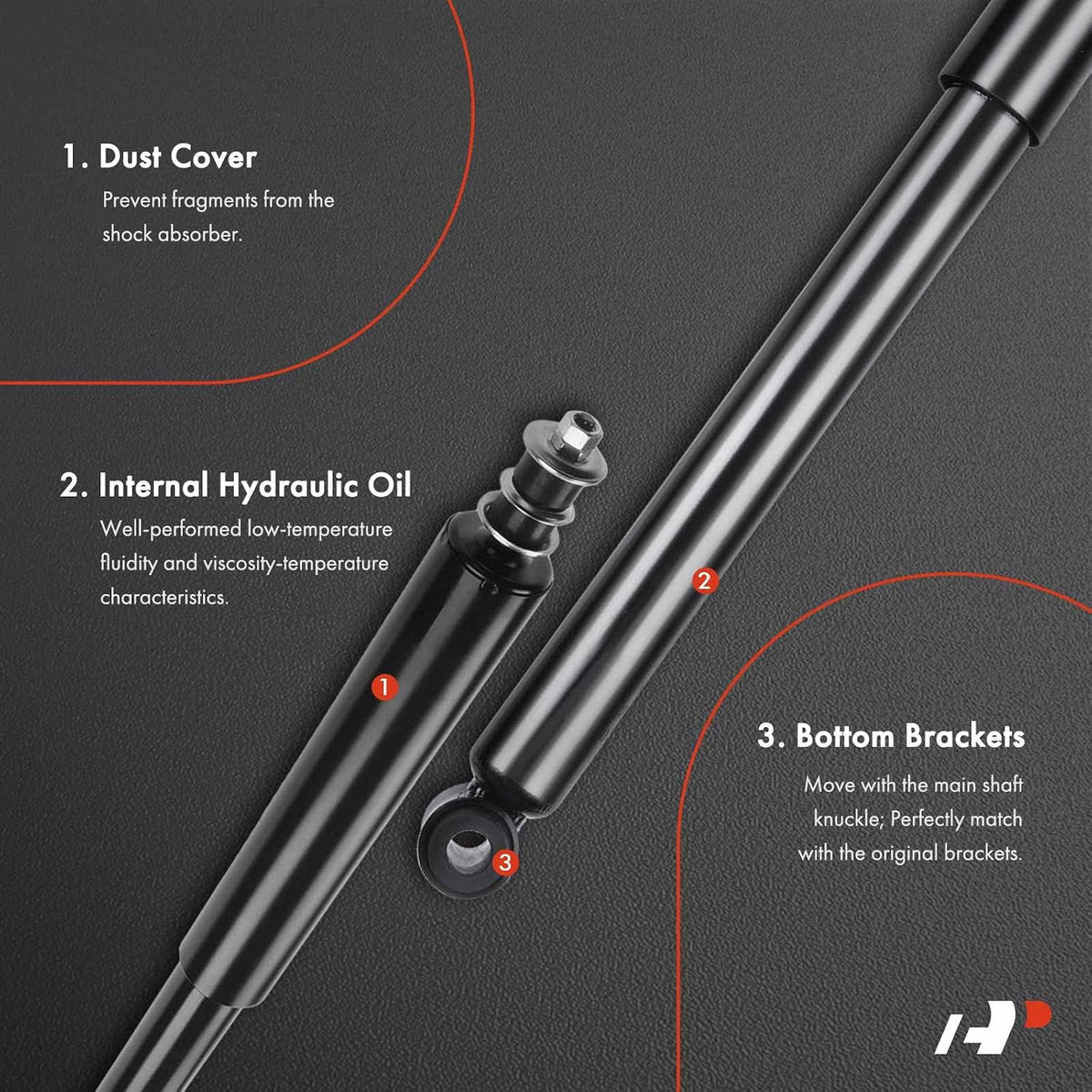 A-Premium Rear Shock Absorbers, Set of 2 - Compatible with Toyota
