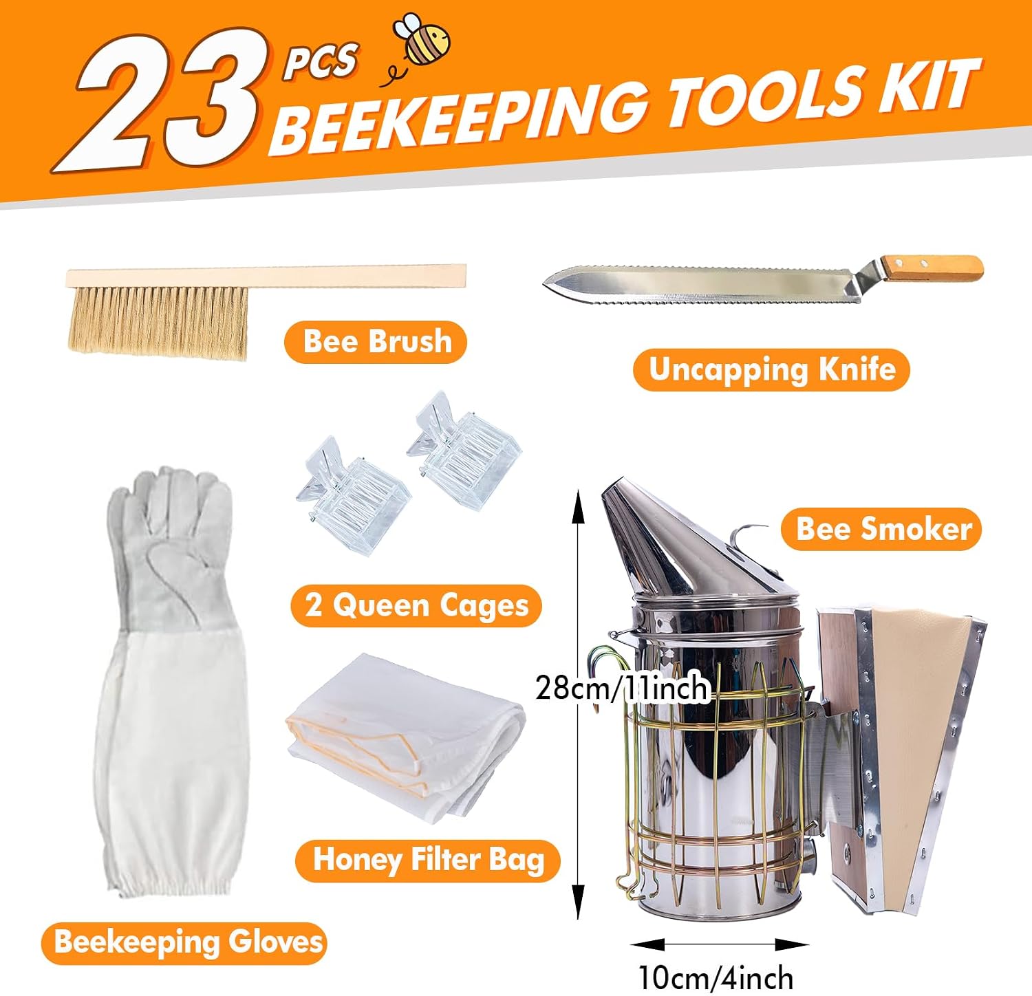 Beekeeping Supplies 22PCS Beekeeping Tools Kit with Organizer Handbag, Bee Keeping Supplies-All Tools Kit Bee Keeping