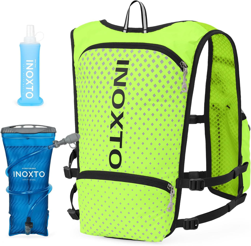 INOXTO Running Hydration Vest Backpack,Lightweight Insulated Pack with 1.5L Water Bladder Bag Daypack for Trail