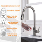 Touchless Kitchen Faucet with Pull Down Sprayer, Motion Sensor Kitchen Faucet with Kitchen Soap Dispenser, Single
