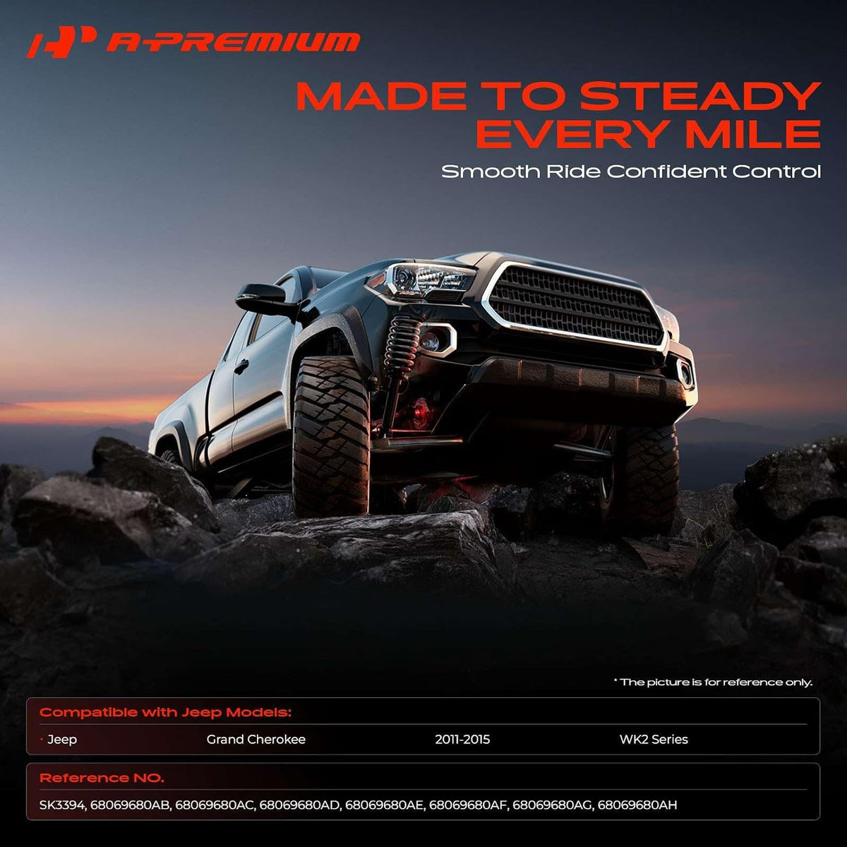 A-Premium Rear Shock Absorbers, Set of 2 - Compatible with Jeep