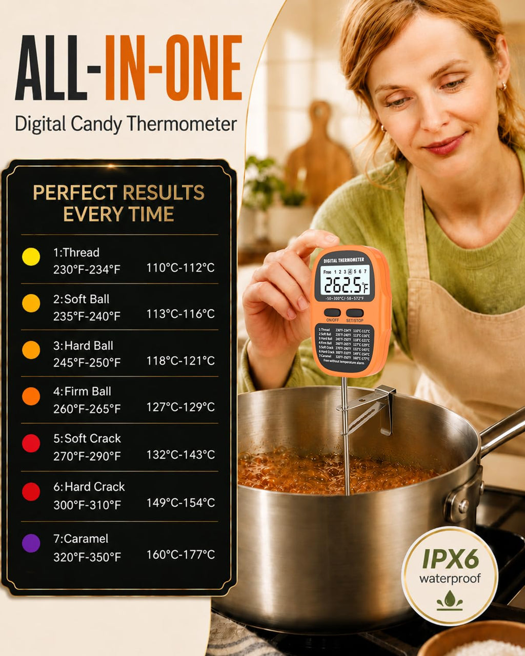 Candy Thermometer Digital Deep Fry Oil Thermometer with 7 Preset Modes