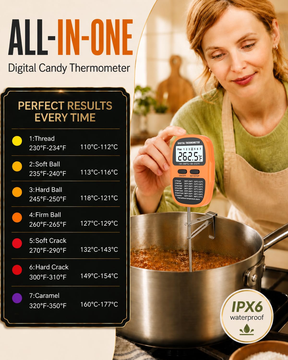 Candy Thermometer Digital Deep Fry Oil Thermometer with 7 Preset Modes