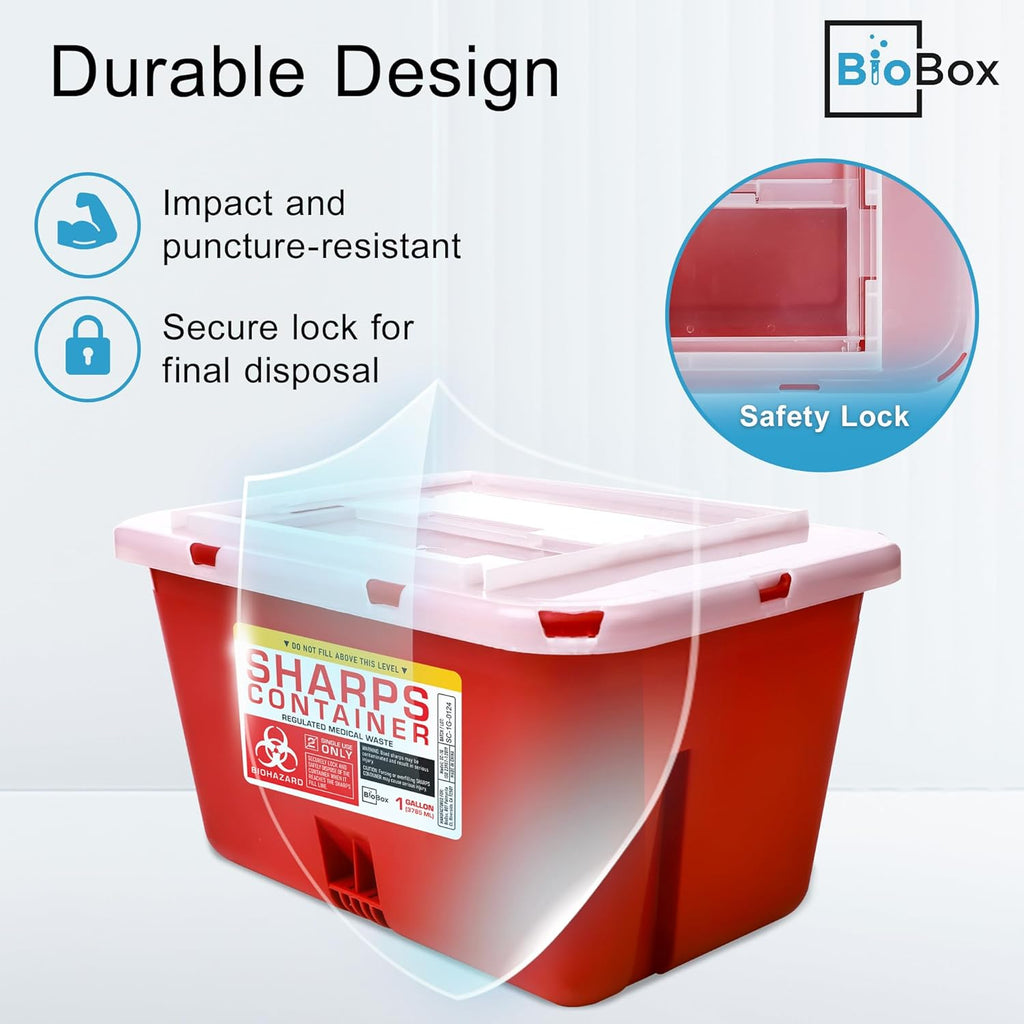 Sharps Container - Large Sharps Containers for Home Use, Needle Disposal | 1 Gallon (Pack of 1), Puncture-Resistant