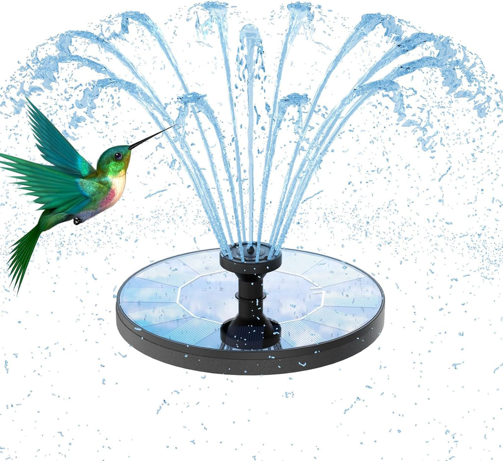 Solar Fountain, Upgraded Solar Bird Bath Fountains with 6 Nozzles