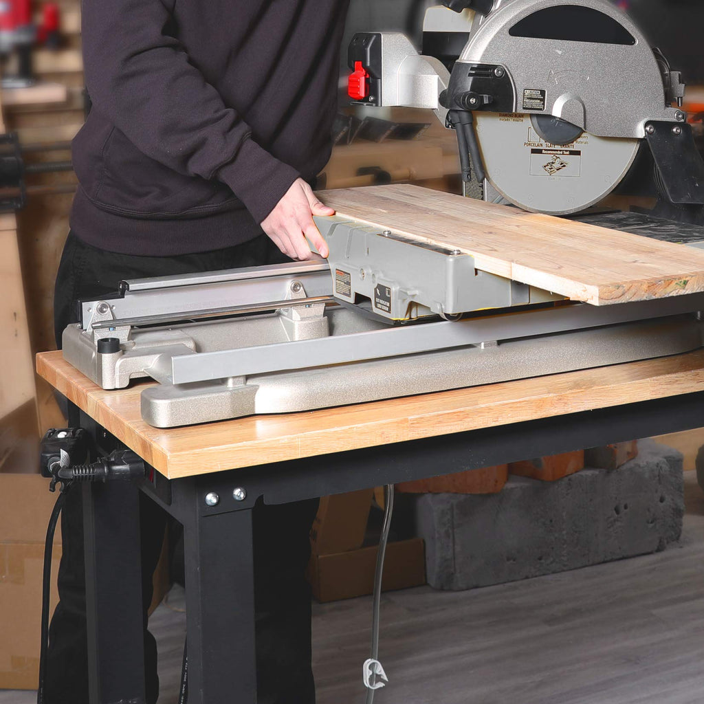 48" Adjustable Workbench, Rubber Wood Top, 2000 LBS Capacity