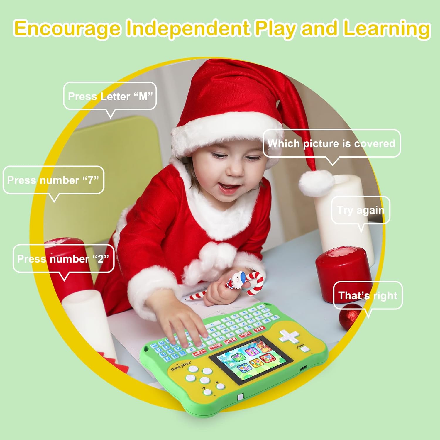 Kids Tablet/Baby Learning Pad with 102 Activities/Toddler Tablet with ABC/Words/Music/Math Interactive Educational