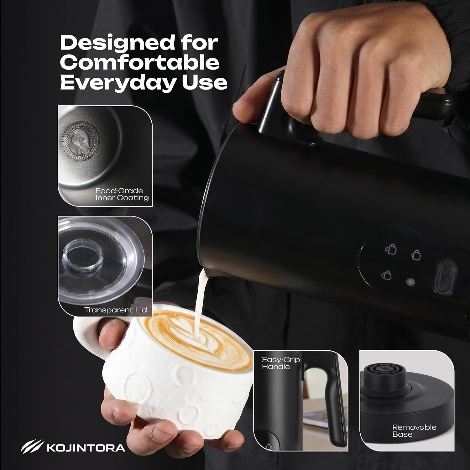 Milk Frother and Steamer Electric - 4 in 1 Cold Foam Maker Milk Warmer Machine for Hot Coffee Cappuccino Latte