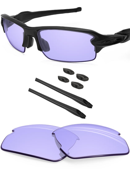 Non-Polarized Replacement Lenses & Sock Kit for Oakley Flak 2.0 OO9295 - Low Light Purple