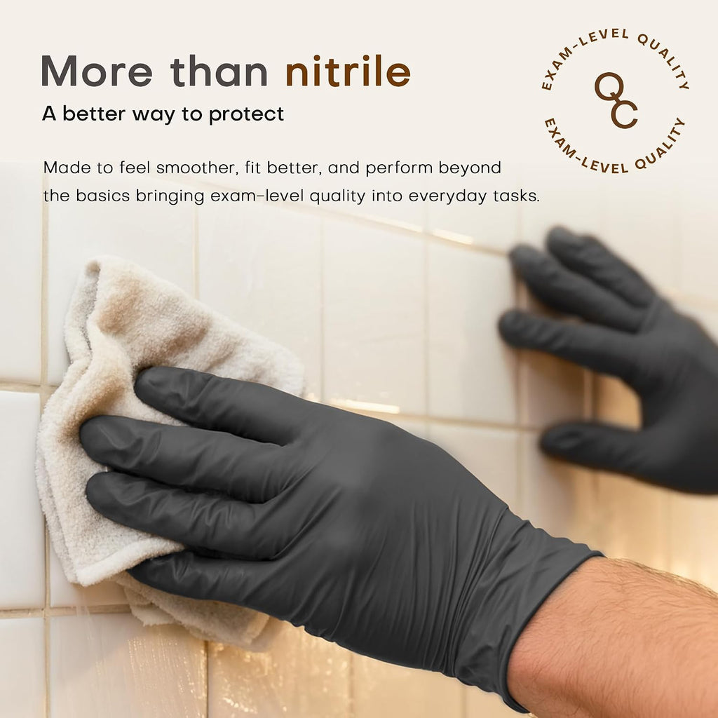Powder-Free Nitrile Exam Gloves, 100 Count, Food Safe Latex-Free Medical Non-Sterile Cooking Disposable Glove, Black