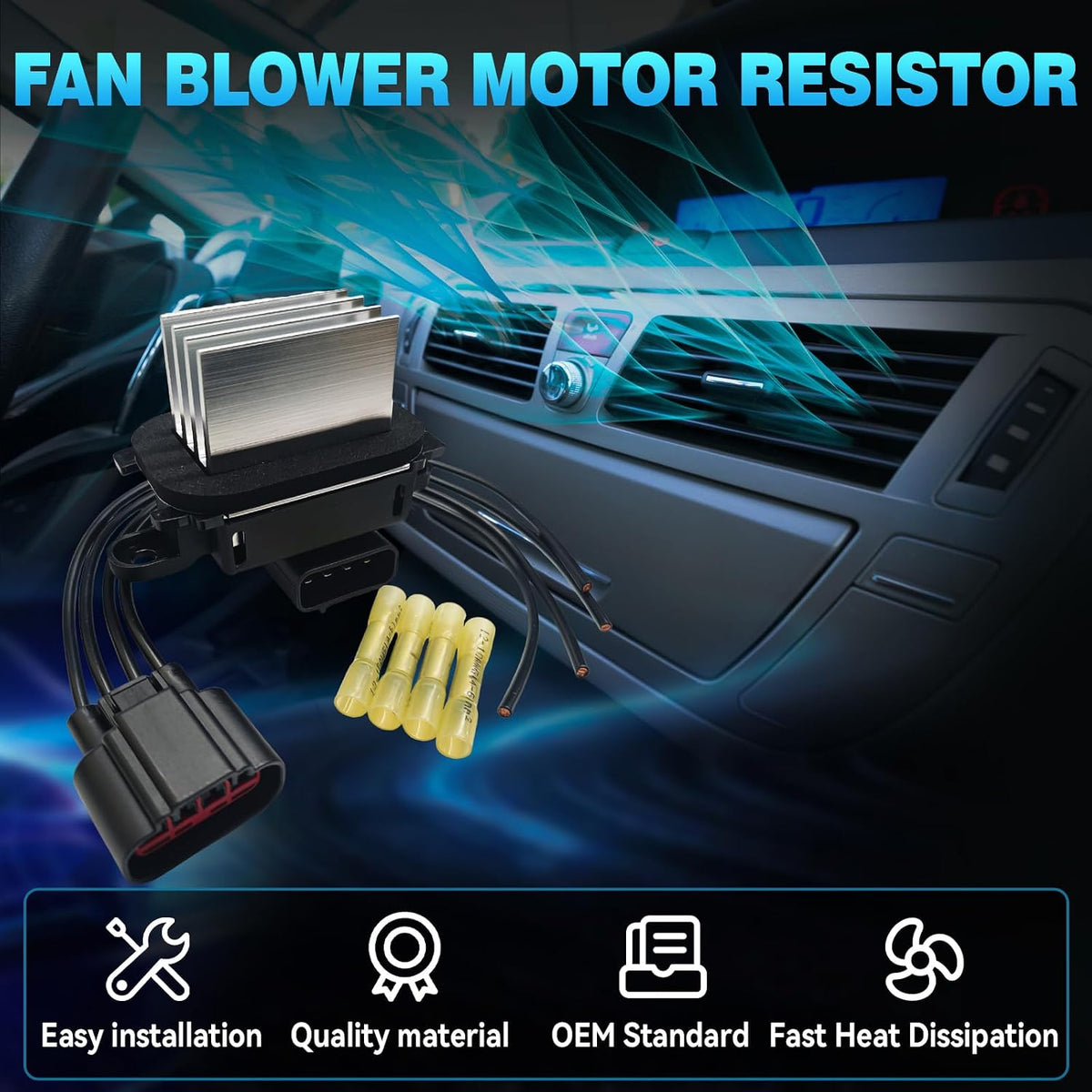 HVAC Blower Motor Resistor with Harness Fit for Ford F150 Expedition Escape