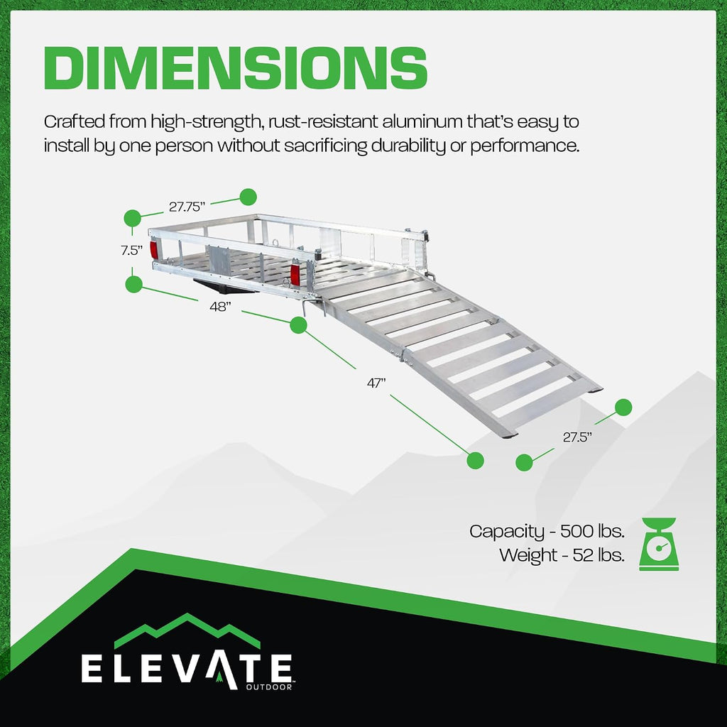 Outdoor Deluxe Cargo Carrier with Folding Loading Ramp, 500 lb Cap
