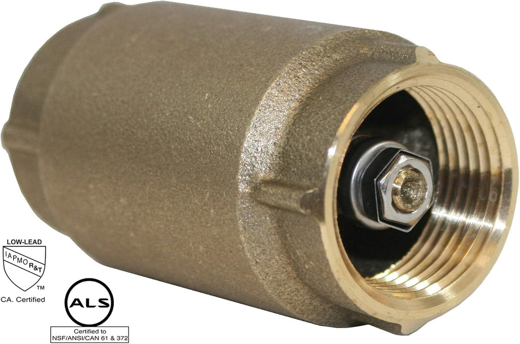 Merrill CVNL125 1-1/4" No-Lead Brass In-Line Check Valve 700 Series