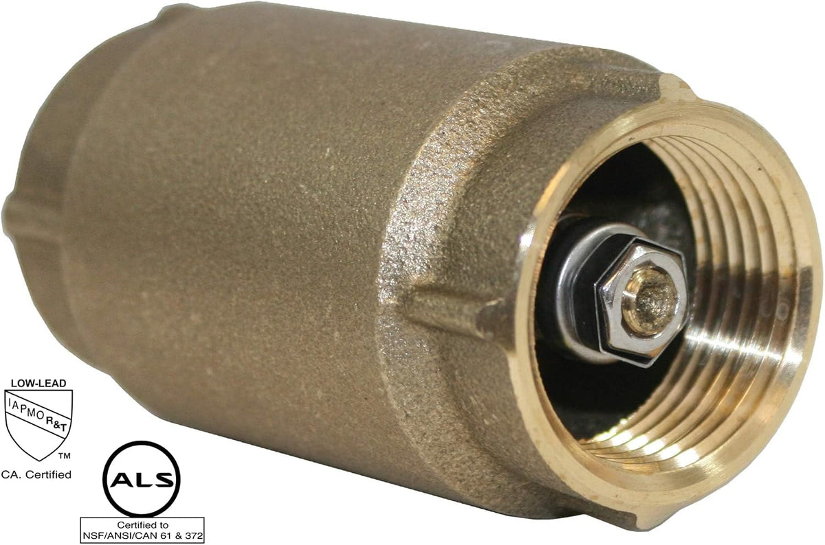 Merrill CVNL125 1-1/4" No-Lead Brass In-Line Check Valve 700 Series