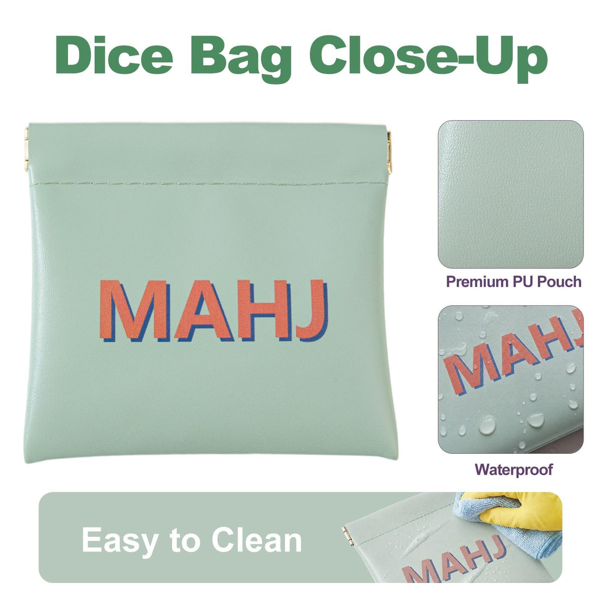 Natural Green Aventurine Mahjong Dice Set with MAHJ Bag