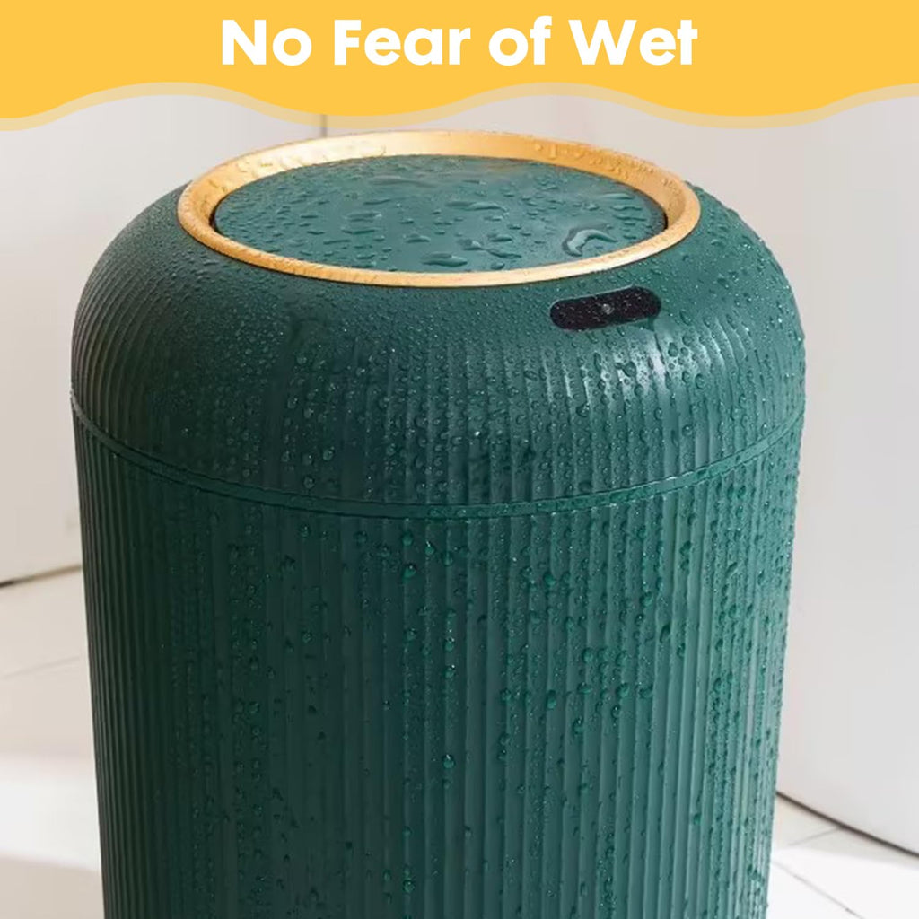 Bathroom Trash Can Automatic Touchless,Gold Green Small Garbage Can