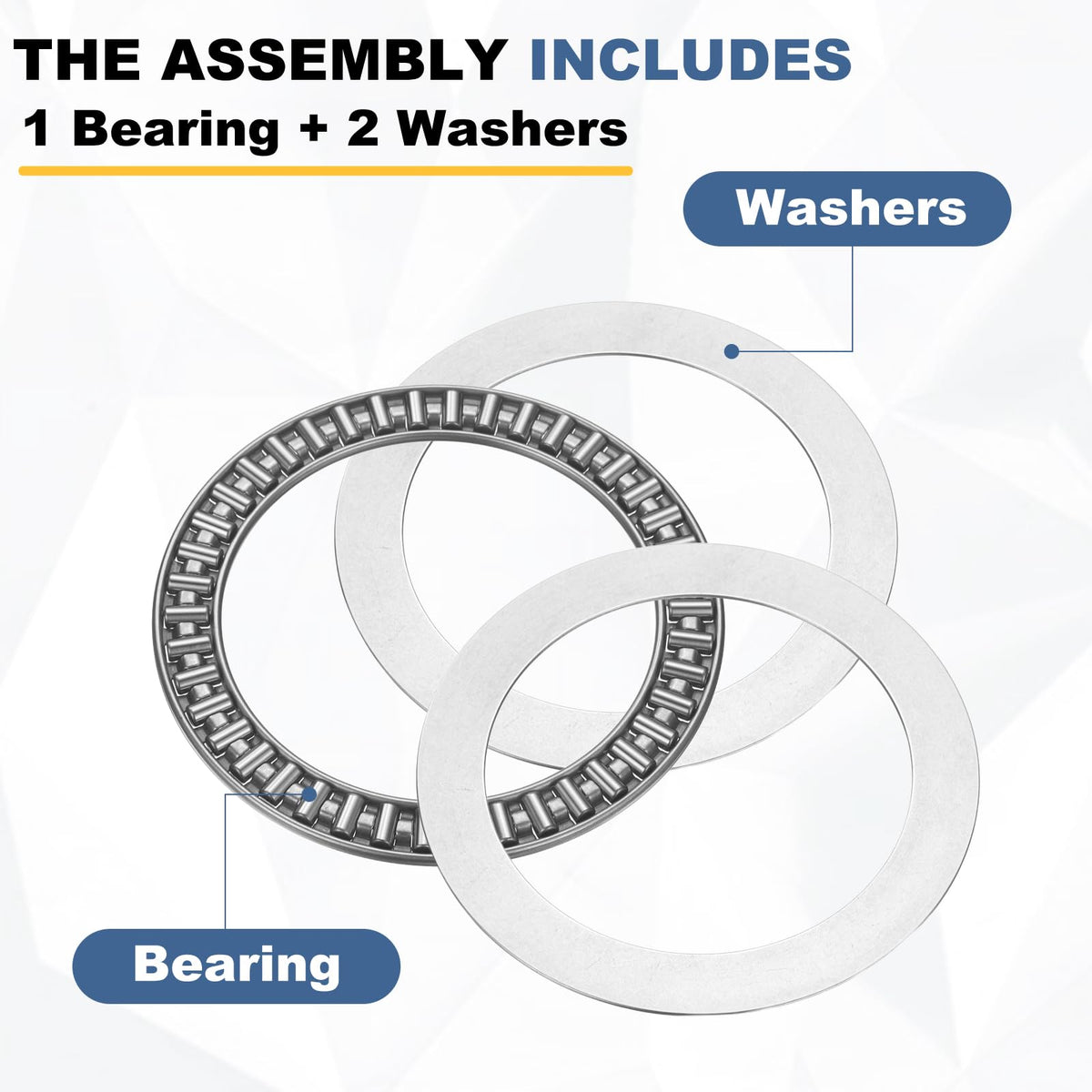 uxcell AXK75100 Thrust Needle Roller Bearings with Washers, ID 75mm