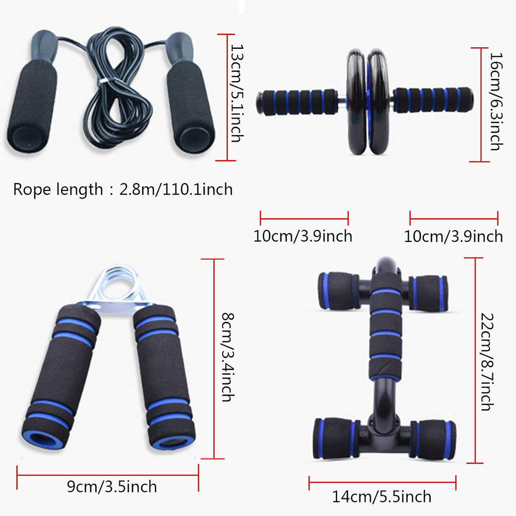 Ab Roller Kit, 5-in-1 with Knee Pads, Push-Up Bars & Jump Rope | Stainless Steel, Non-slip TPR, Floor Safe, Home Gym
