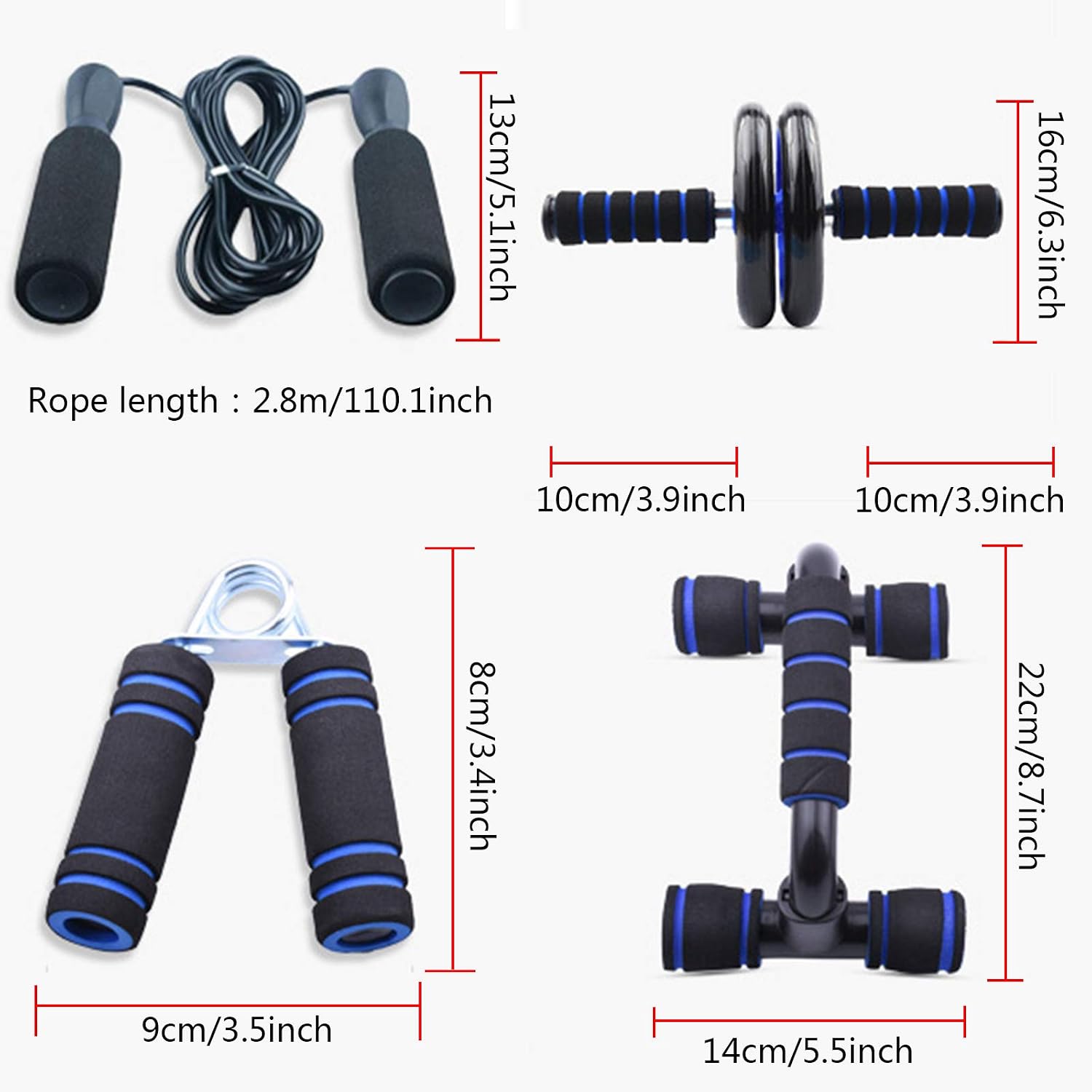Ab Roller Kit, 5-in-1 with Knee Pads, Push-Up Bars & Jump Rope | Stainless Steel, Non-slip TPR, Floor Safe, Home Gym