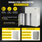 VEVOR Electrical Enclosure Box, 16'' ×12'' ×6'', Carbon Steel Hinged Junction Box, IP66 Waterproof & Dustproof, Outdoor Electrical Box, with Mounting Plate