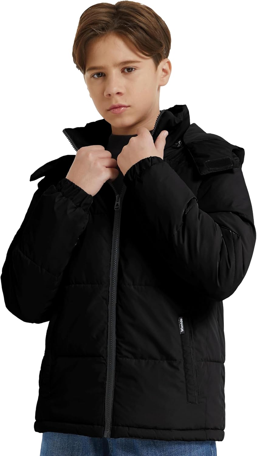 Boys' Winter Coat Waterproof Puffer Jacket Parka with Removable Hood | Windproof,Insulated,5000mm Waterproof,Machine