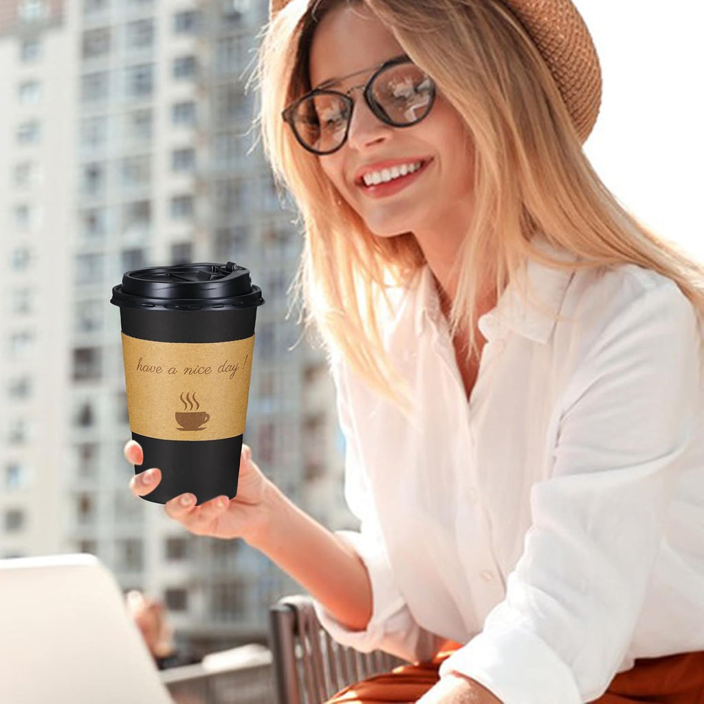 500 Pack 16 oz Coffee Cups, Disposable To Go Paper Cups with Lid