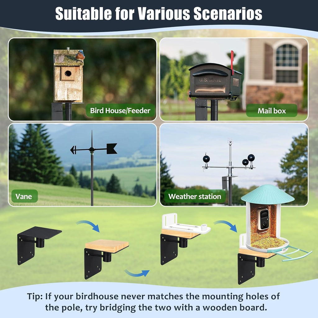 Bird House Pole, 60" Adjustable Bird Feeder Pole with Stand Stake, Heavy Duty 1.2 Inch Diameter Metal Bird Mounting