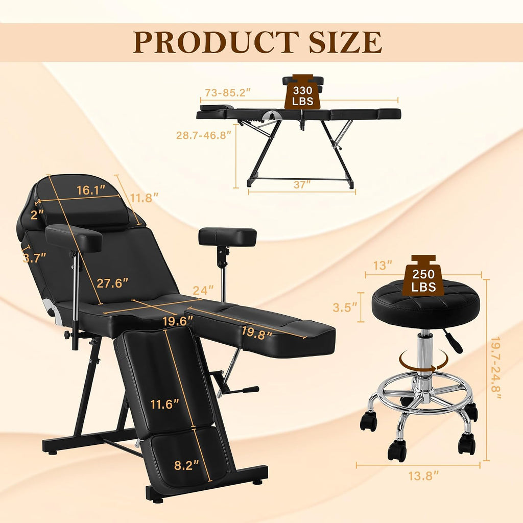 Tattoo Chair for Client, Esthetician Facial Artist Bed Split Legs