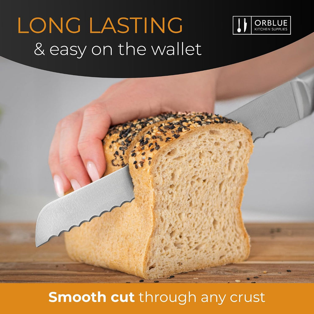 Serrated Bread Knife Ultra-Sharp Stainless Steel Professional Grade Bread Cutter - Cuts Thick Loaves Effortlessly