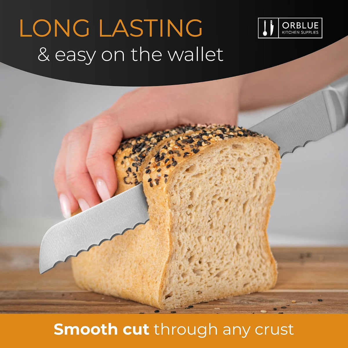 Serrated Bread Knife Ultra-Sharp Stainless Steel Professional Grade Bread Cutter - Cuts Thick Loaves Effortlessly
