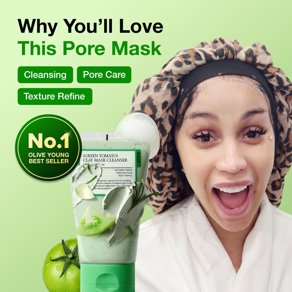 Green Tomato Pore Clay Mask Cleanser for Deep Cleansing, 4.05 fl oz