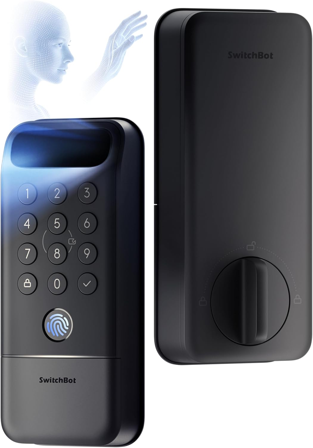 Lock Vision Pro Smart Lock, 3D Face Recognition + Palm Vein + Fingerprint, Keyless Entry Deadbolt for Front Door