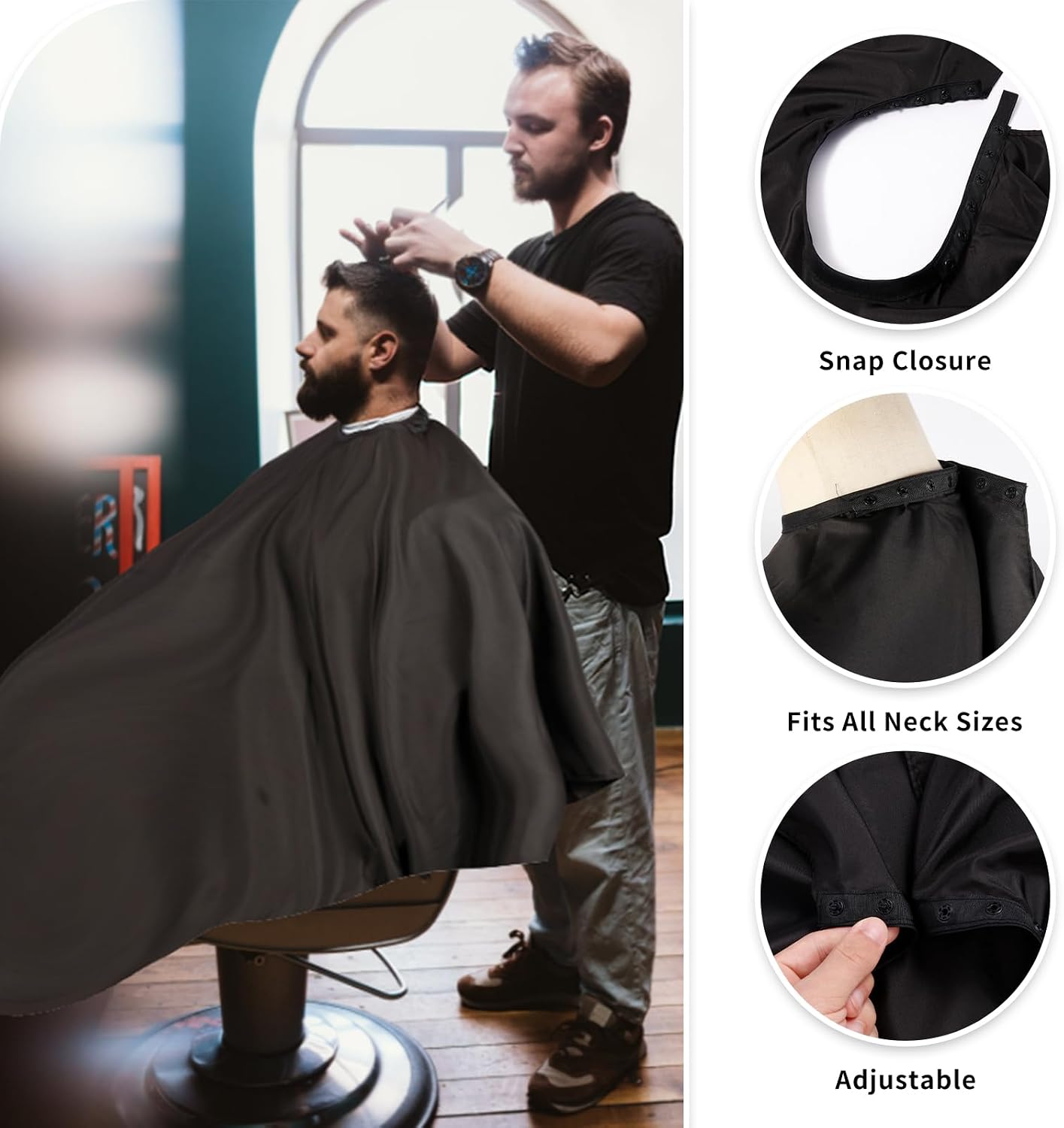 Professional Hair Cutting Cape(2 Pack), Salon Barber Cape with Adjustable Snap Closure