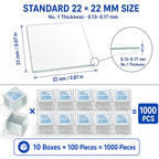 1000 Pcs Microscope Cover Slips 22 x 22 mm, 0.13-0.17mm Thick
