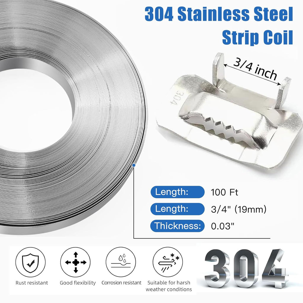 Banding Strapping Kit, 304 Stainless Steel Cable Tie Banding Tools