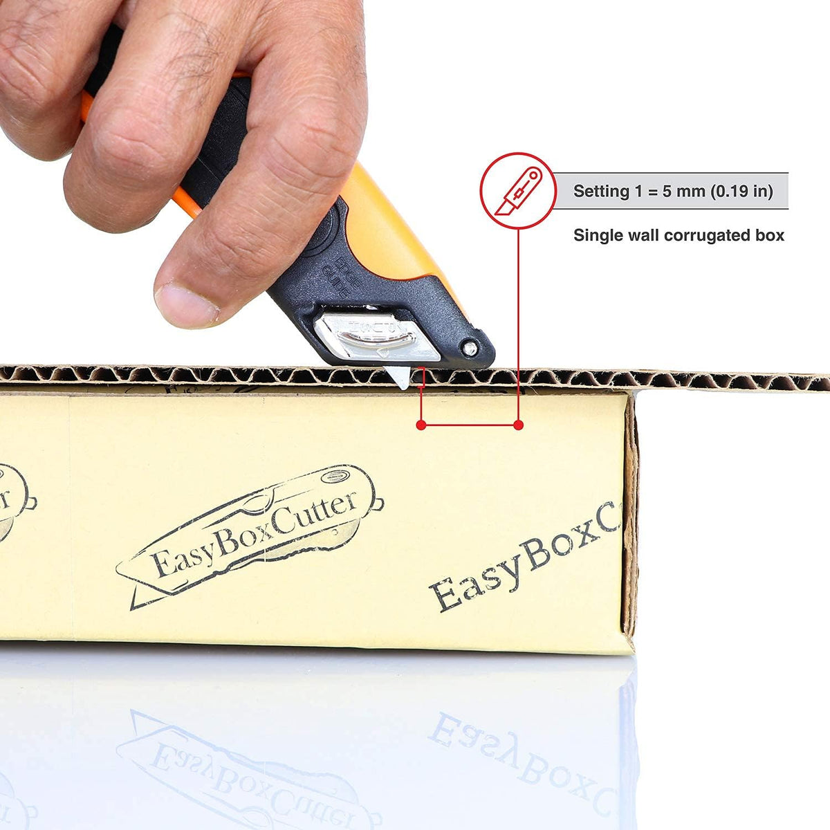 Modern Box Cutter, 3 blade depth setting, Squeeze Trigger and Edge Guides, Holster, Lanyard, Extra Blade - 1000 Orange
