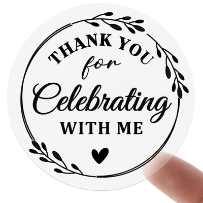 Thank You for Celebrating with Me Stickers, 100 Pcs Graduation & Birthday Party Favor Labels, 1.6 Inch Round Thank