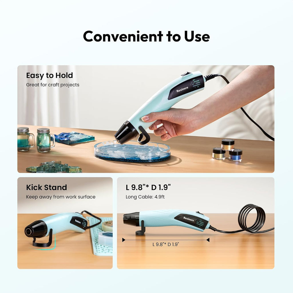 Heat Gun for Crafting, 350W Mini Heat Gun for Resin Bubbles | Fast-Heating Mini Heat Gun With Dual Temperatures, 3