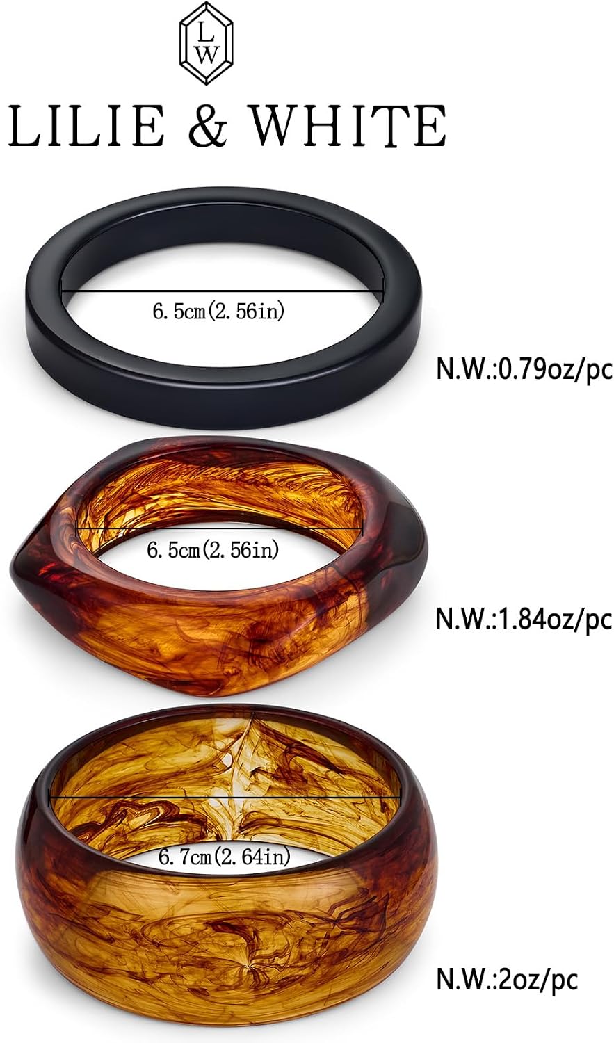 3 PCS Acrylic Resin Bracelet For Women Trendy Chunky Bangle Bracelets Fashion Colorful Bracelet Jewelry Gift