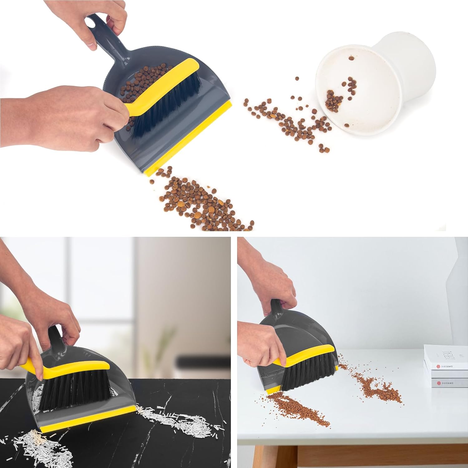 Dustpan and Broom Set Small – Mini Handheld Dustpan and Brush Combo for Home, Desktop, Sofa, Cat Litter, Car, Camping