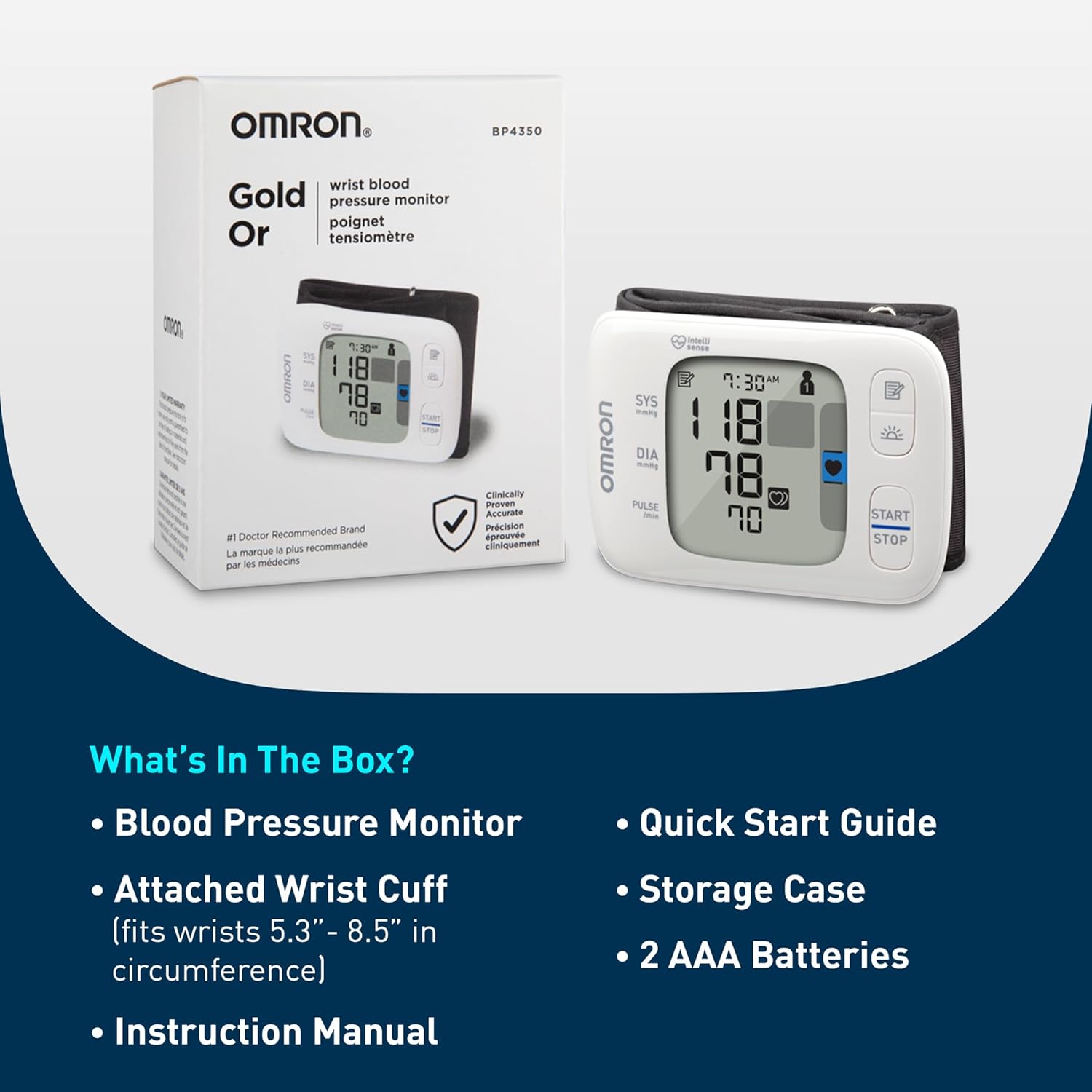 Gold Wireless Wrist Blood Pressure Monitor for Home Use - #1 Doctor & Pharmacist Recommended Brand - Clinically