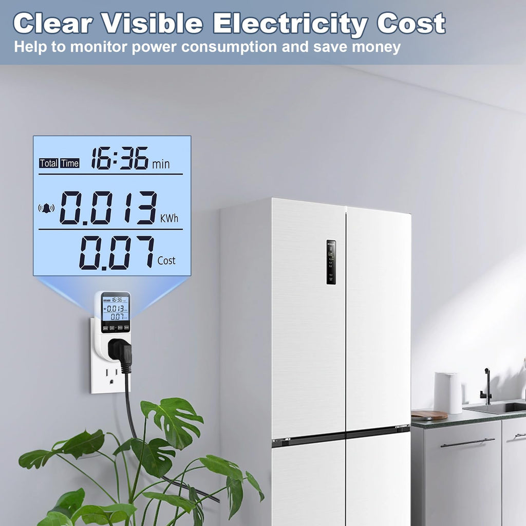 Upgraded Watt Meter Plug Home Energy Monitor Consumption 8 Modes Display
