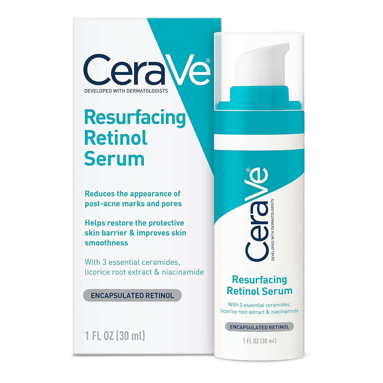 Resurfacing Retinol Face Serum with Niacinamide, Pore Minimizer, 1oz | Skin Care Brightening Serum with Licorice