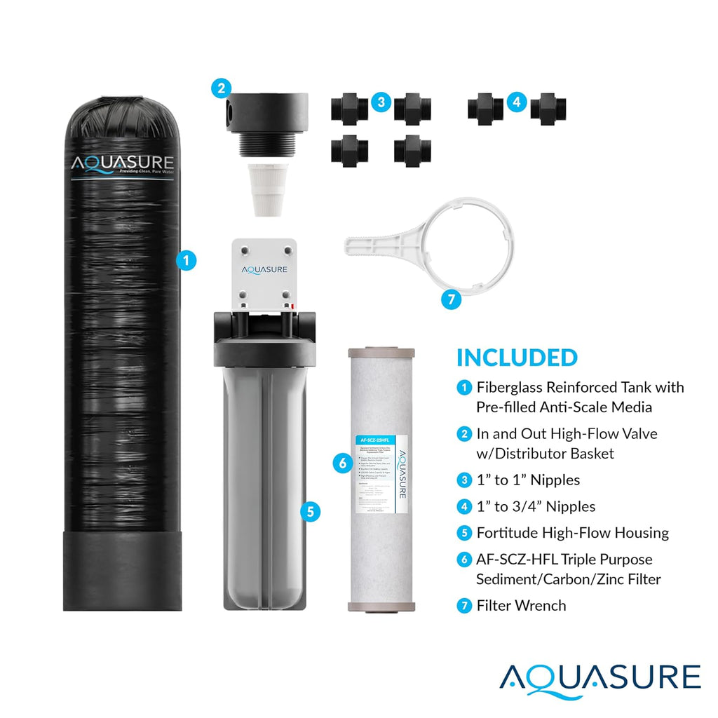 Serene Lite Whole House Salt-Free Water Conditioning Descaler System with Triple Purpose Pre-Treatment Filter