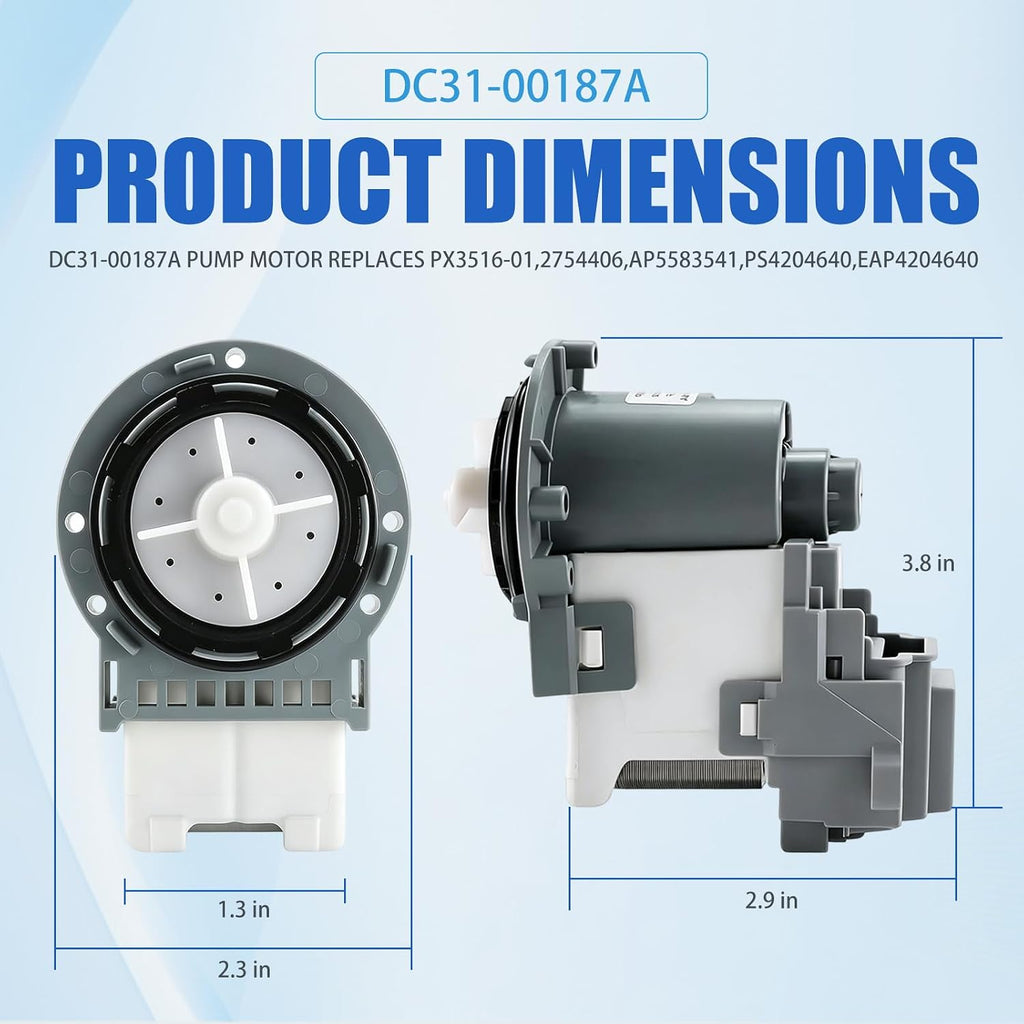 DC31-00178A Washer Drain Pump Motor OEM Replacement for Samsung Washer, Replaces PX3516-01 DC31-00187A DC31-00178D DC97-20621A AP5583541 PS4204640, Compatible with WF42H5600AW WA40J3000AW