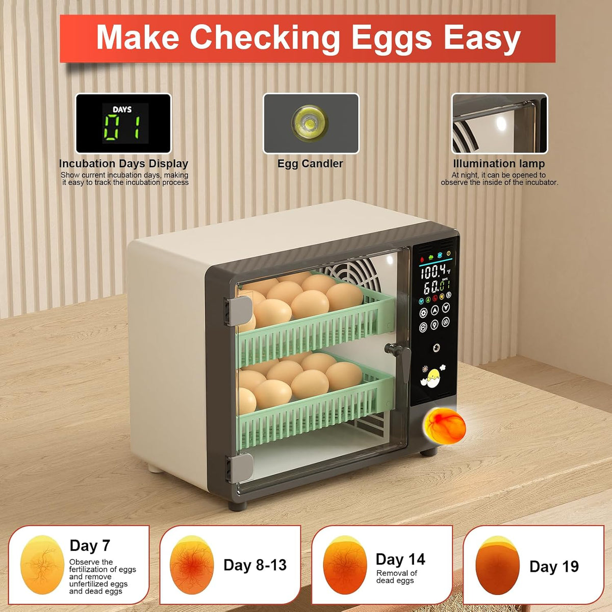 Egg Incubator for Hatching 24 Chicken Eggs |84 Quail Eggs