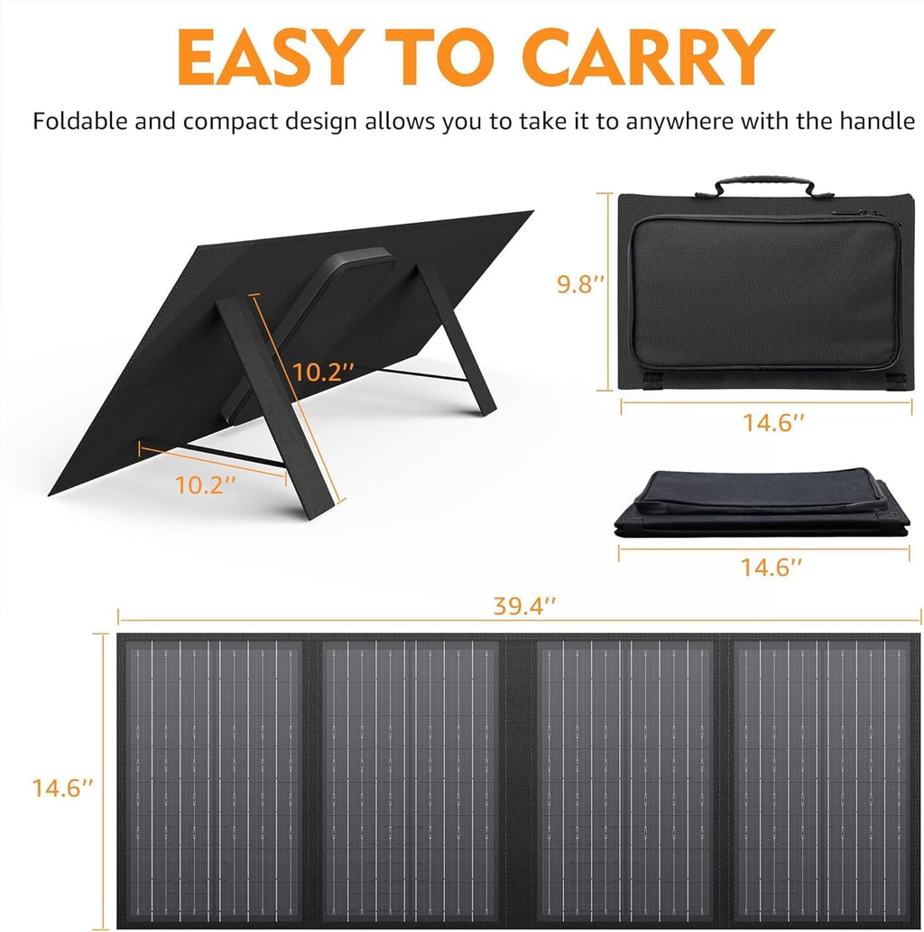 60W Foldable Solar Panel for 100W~350W Portable Power Station | 18V DC Output (11 Connectors), Compatible with