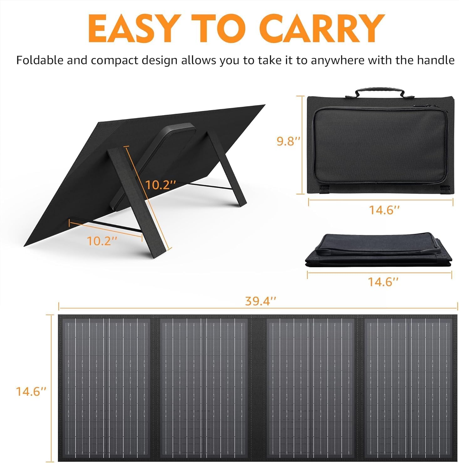 60W Foldable Solar Panel for 100W~350W Portable Power Station | 18V DC Output (11 Connectors), Compatible with